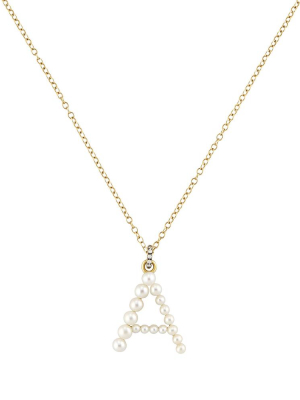 Yellow Gold Prive Pearl Letter Necklace