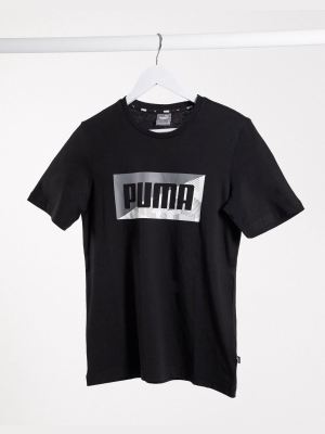 Puma Chest Camo Logo T-shirt In Black