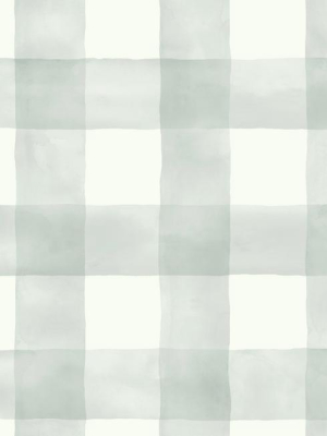 Watercolor Check Wallpaper In Soft Mint From The Magnolia Home Collection By Joanna Gaines