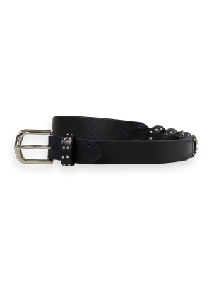 Braided Leather Belt With Studs