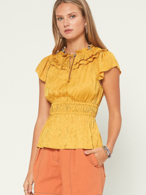 Shirred Waist Yoke Blouse