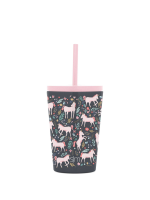 12oz Plastic Unicorn Fields Classic Water Bottle With Straw - Simple Modern