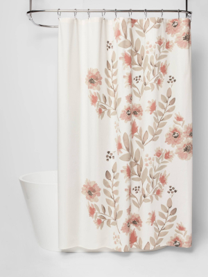 Blooms Flat Weave Shower Curtain Coral - Threshold™