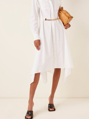 Embellished Asymmetric Cotton-poplin Midi Dress