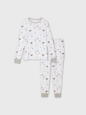 Men's Cabin Print Matching Family Pajama Set - White
