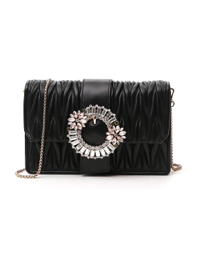 Miu Miu Embellished Matelassé Shoulder Bag