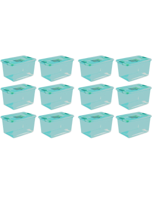 Sterilite 64 Quart Fresh Scent Stackable Plastic Storage Box Container (12 Pack)