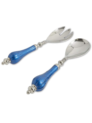 Julia Knight Peony Salad Serving Set In Sapphire