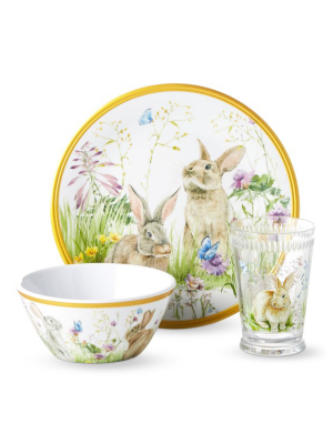 Floral Meadow Kids 3-piece Melamine Set