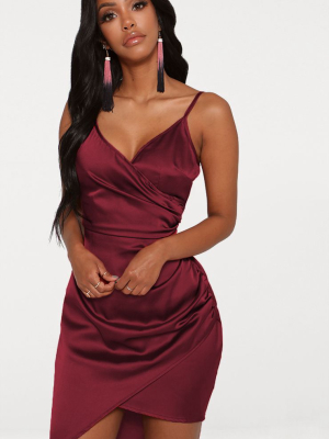 Shape Burgundy Satin Wrap Dress