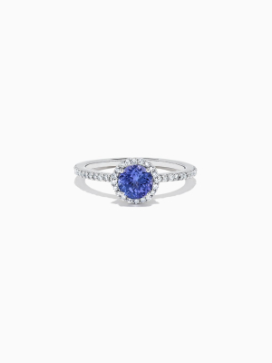 Effy Tanzanite Royale 14k White Gold Tanzanite And Diamond Ring, 1.08 Tcw