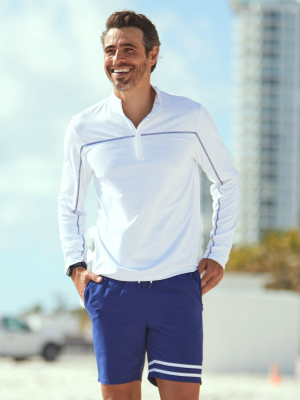 Men's White Sport Zip Top