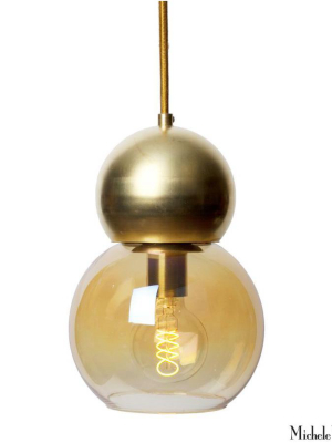 Brass Double Bubble Pendant Light Fixture 5 Inch