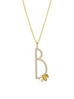 Type Letter "b" Bee Pendant Necklace