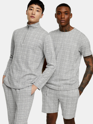 Grey Check Turtle Neck T-shirt And Sweatpants Co-ord