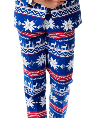 The Rudolph Suave | Blue Ugly Christmas Sweater Pants By Opposuits