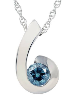 Pompeii3 1/4ct Blue Diamond Solitaire Pendant 14k White Gold