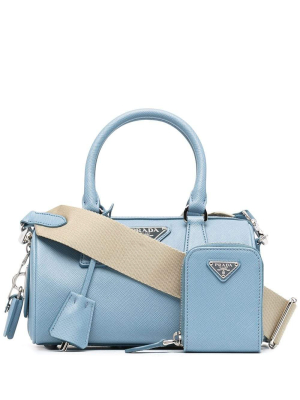 Prada Logo Plaque Saffiano Top Handle Bag