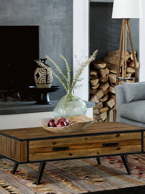 Cusco Rustic Acacia Coffee Table With Drawer Brown - Armen Living