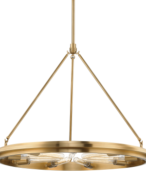 Hudson Valley Lighting Chambers 9-bulb Pendant - Aged Brass & Opal