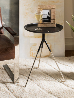 Lark Tri Leg Contemporary Glam Side Table Matte Black - Safavieh