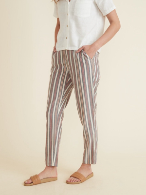 Allison Trouser In Navy/orange/white Stripe