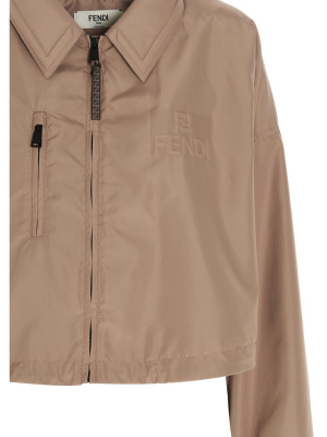 Fendi Logo Embossed Cropped Jacket