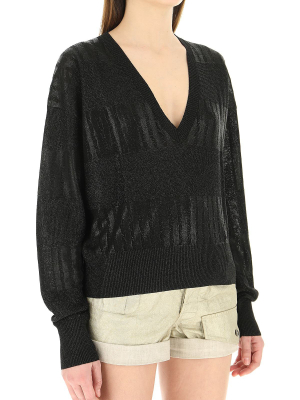 Saint Laurent Lamé V-neck Jumper