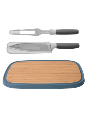 Berghoff Leo 3pc Complete Carving Set With Cutting Board