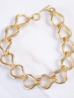 Vintage 1980s Chunky Gold Stirrup Link Necklace