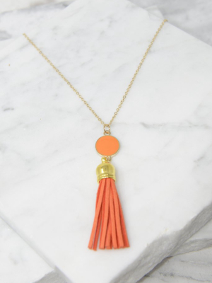 Give It To You Orange Tassel Necklace