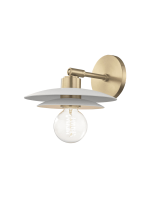 Milla 1 Light Small Wall Sconce - Aged Brass/white