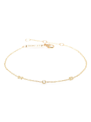 14k Itty Bitty 2 Letter Bracelet With Floating Diamond