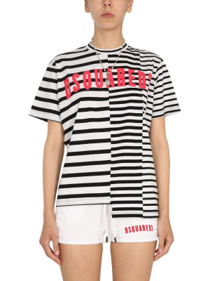 Dsquared2 Striped Logo Print T-shirt