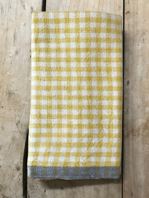 Gingham Tea Towel In Yellow & Grey