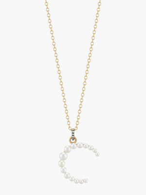 Pearl And Diamond Initial Pendant Necklace