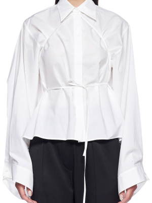 Mm6 Maison Margiela Tied Waist Long-sleeved Shirt