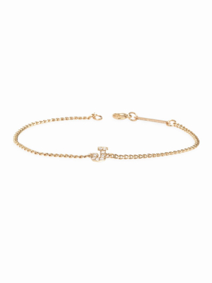 14k Pave Diamond Letter Bracelet On Xs Curb Chain