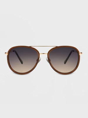 Women's Aviator Sunglasses - A New Day™ Brown