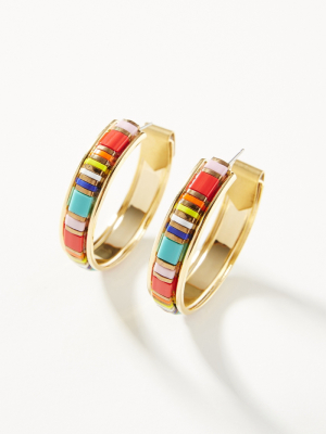 Rainbow Stripe Hoop Earrings