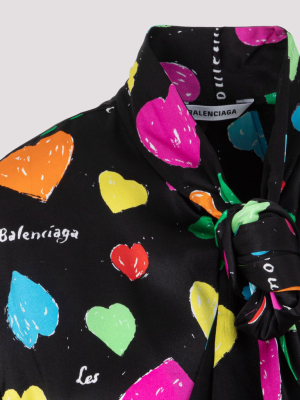 Balenciaga Heart Printed Wrapped Blouse