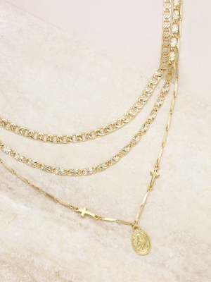Mixed Layers 18k Gold Plated Necklace