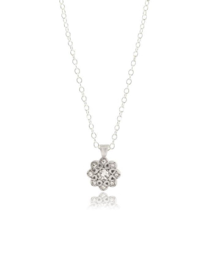 Silver & Diamond Moonflower Pendant Necklace