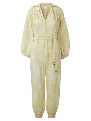 Poet Butter Yellow Tie Dye Cotton Jumpsuit