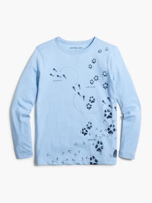 Boys' Long-sleeve Paw Print Graphic Tee