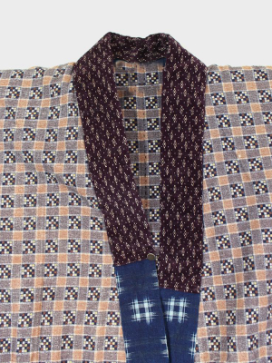 Vintage Flannel And Cotton Noragi, With Kasuri