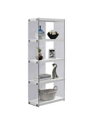 59" Hollow Core/tempered Glass Bookcase - Glossy White - Everyroom