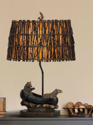 27" Bear Canoe Resin Table Lamp Brown - Cal Lighting