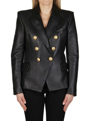 Balmain Double-breasted Leather Blazer