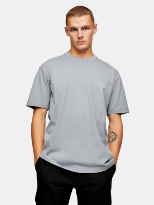 Gray Woven Pocket T-shirt